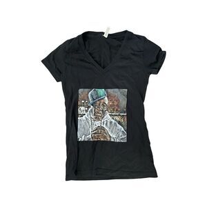 E40 Women’s  V-Neck Graphic T-Shirt Multicolor Hip-Hop Urban Style Size S